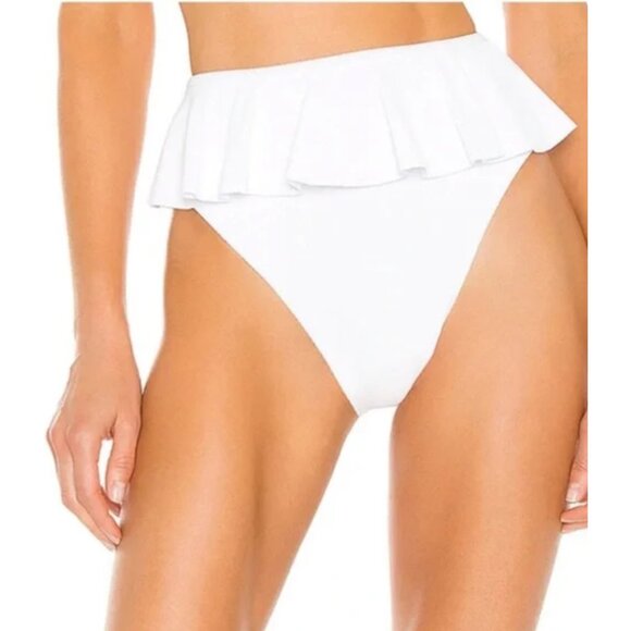 NEW Beach Riot Daisy Ribbed High Waisted Ruffle Cheeky Bikini Bottom 1475 - Picture 1 of 9